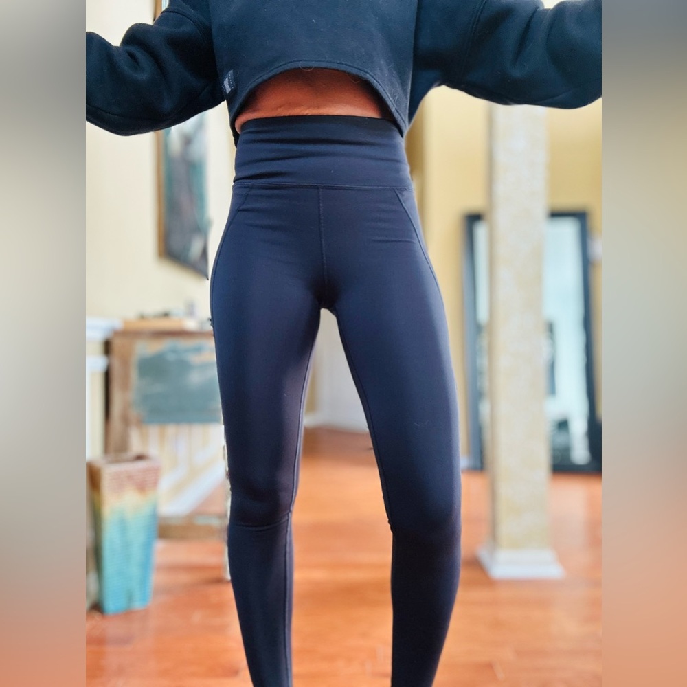 Savage X Fenty Black Caviar SKY-HI LOGO PATCH SUPER HIGH-WAIST POCKET LEGGINGS